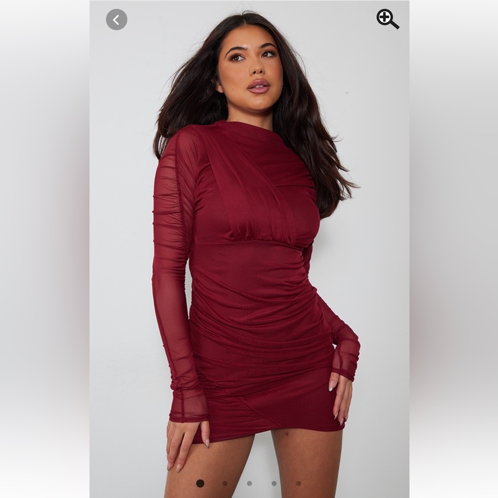Maroon bodycon dress, pretty little thing